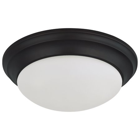 NUVO 18W Flush Mount Twist & Lock Fixture, LED 12 in. Matte Black Finish Frosted Glass 62/687